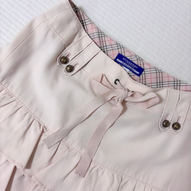 히메갸루 라떼갸루 버버리 블루라벨 핑크 리본 프릴 스커트 리즈리사