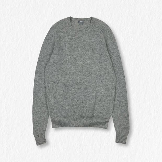 유니클로 울 100 니트 그레이