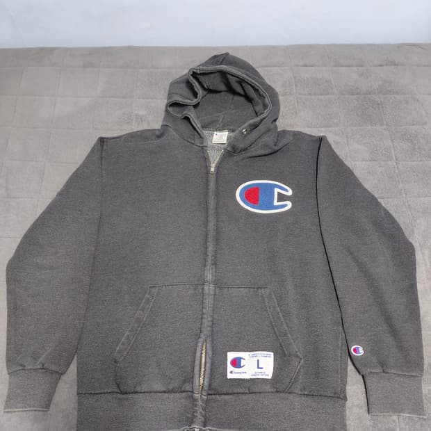 챔피온 리버스위브 빅 자수 로고 후드 집업 L