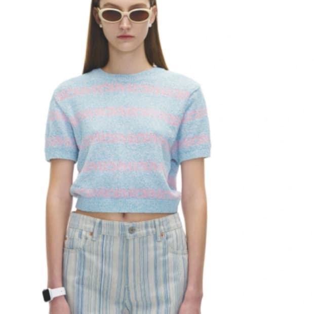 그로브 멜로우 니트 반팔 상의 (1회 착용)