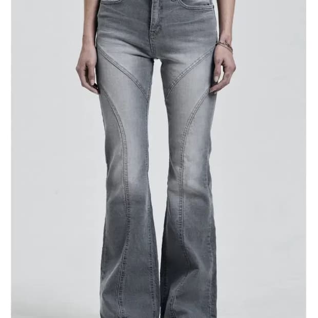 라인 워싱 데님 그레이 S