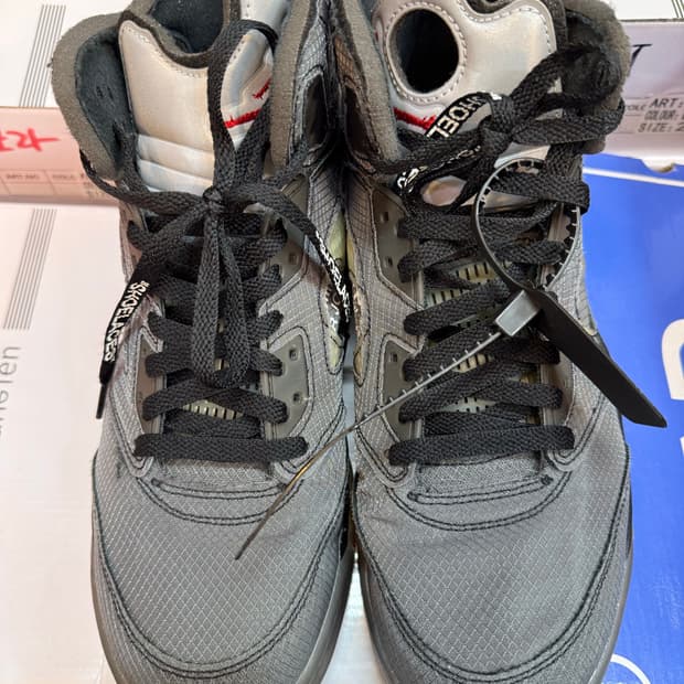 (290) 나이키 오프화이트 조던5 블랙 모슬린