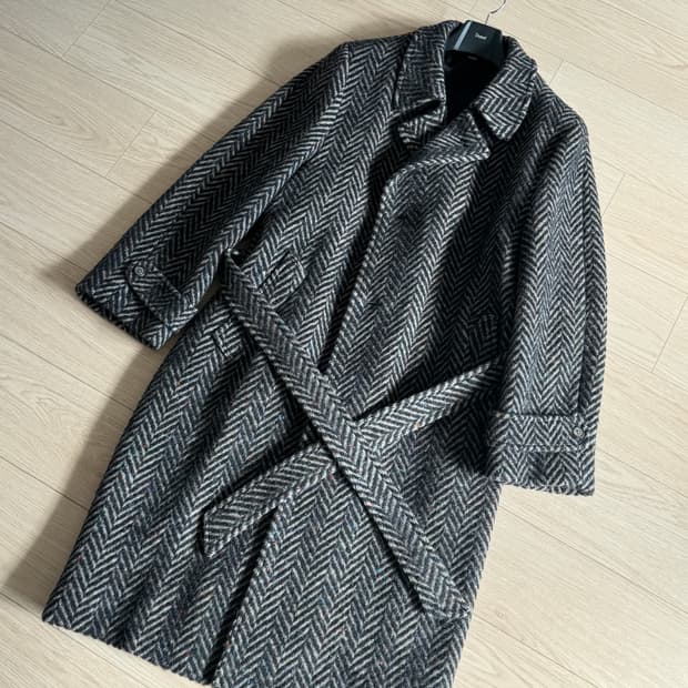 빈티지 헤링본 더블 로브 코트 made in usa
