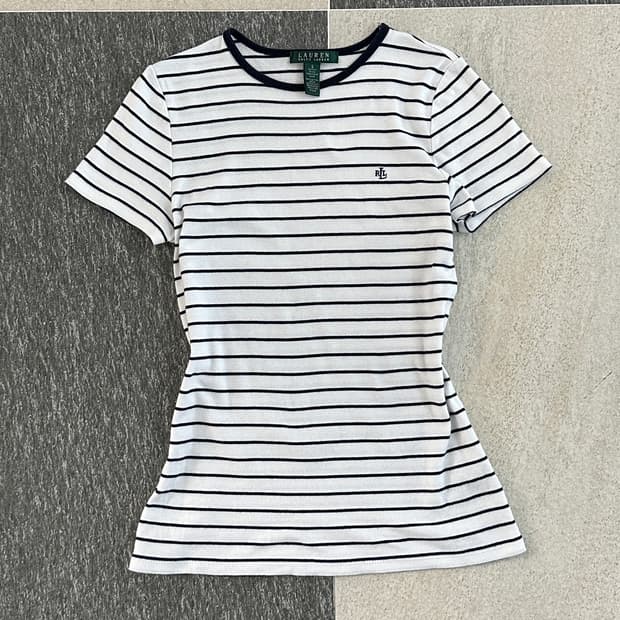 로렌 랄프로렌 스트라이프 슬림핏 반팔 티셔츠 