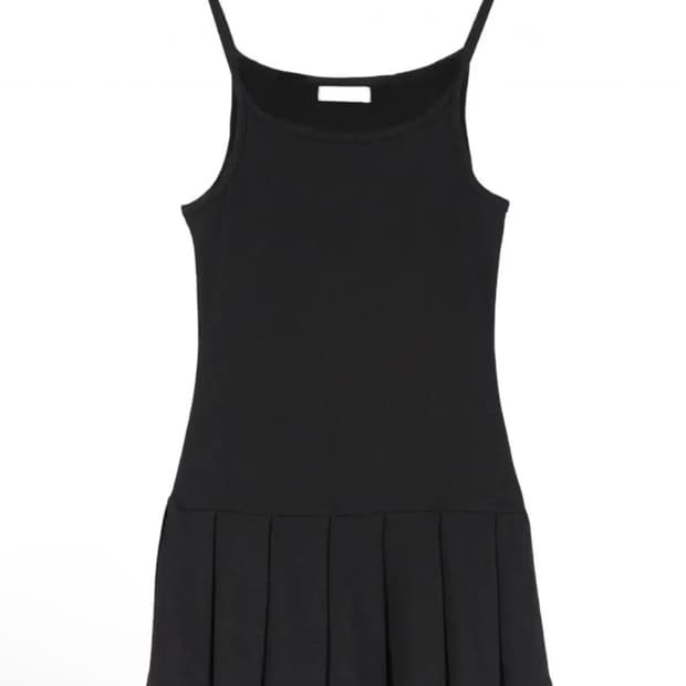 온스카 플리츠 미니 원피스 블랙