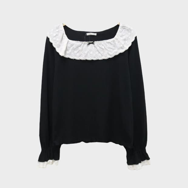 [미사용품] APRES JOUR 레이스 프릴 블라우스 61150