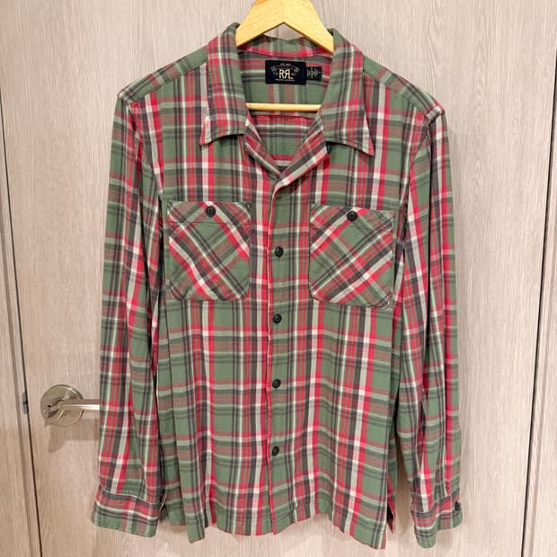 rrl 24fw 플래드 트윌 플란넬 캠프 셔츠