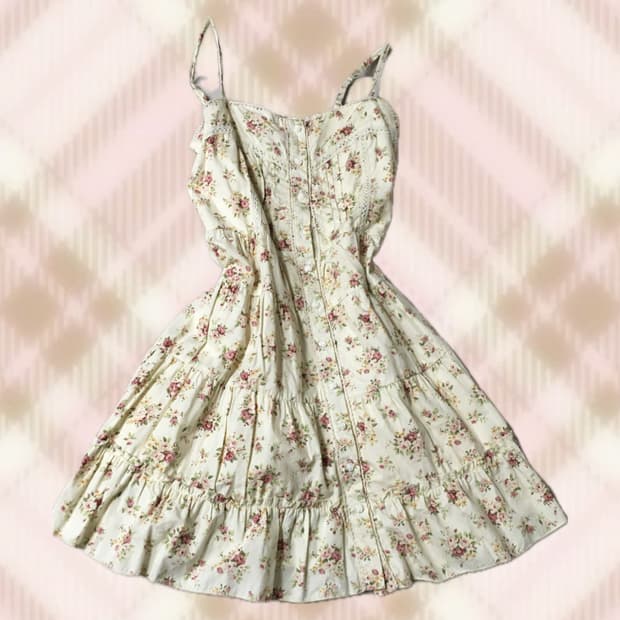 플로럴 아일렛 캉캉 원피스 라떼 히메 갸루 러블리 로걀 모리 빈티지