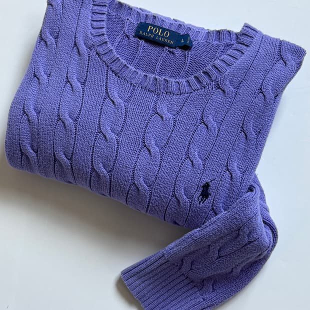 Polo 폴로랄프로렌 신형라벨 퍼플 케이블 니트