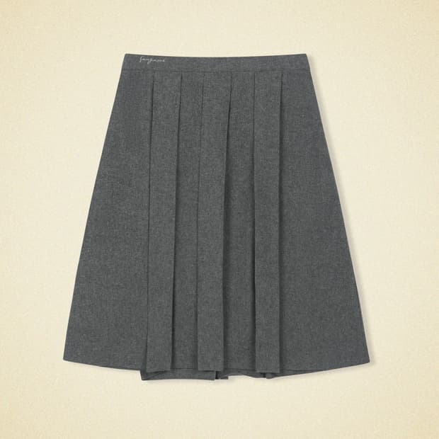 snugnook 스너그눅 울 플리츠 스커트 차콜
