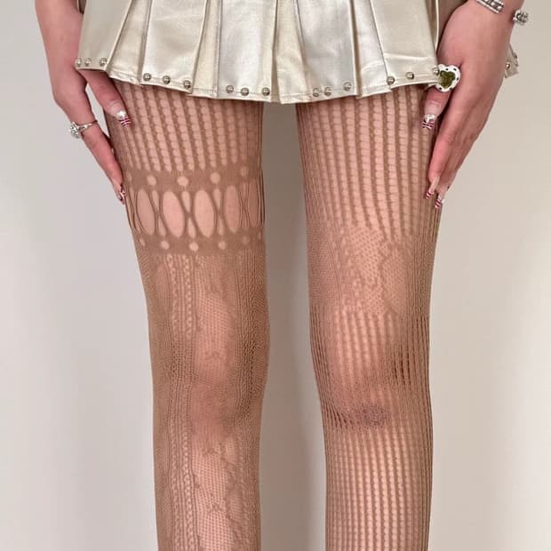 택포) lace punching net stocking