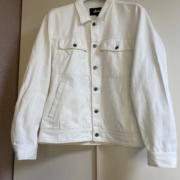 스투시 화이트 트러커 자켓 L