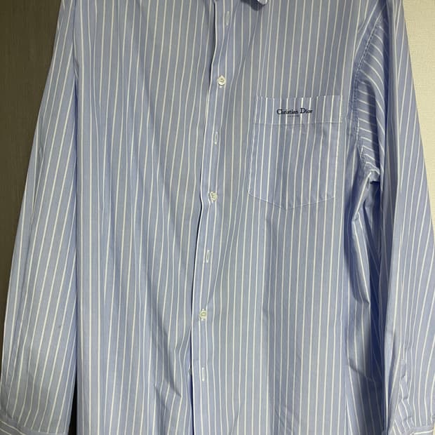 디올 남성 블루 스트라이프 오버핏 셔츠