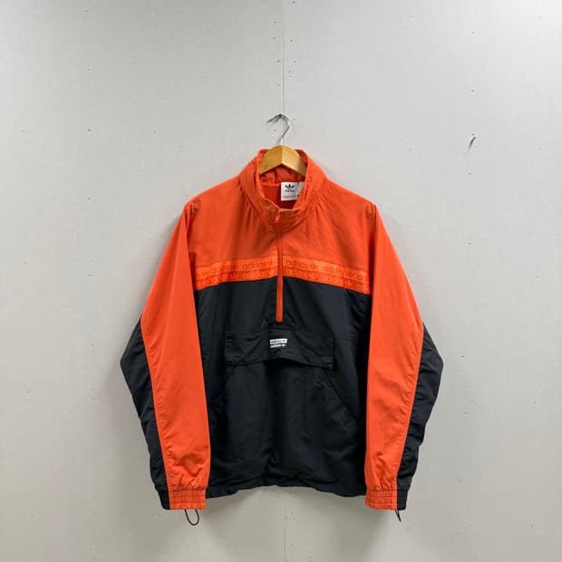 남성 L / 아디다스 바람막이 아노락 자켓 블랙/오렌지