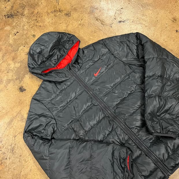 [정품/L] 나이키 블랙 패딩 점퍼 후드 b18