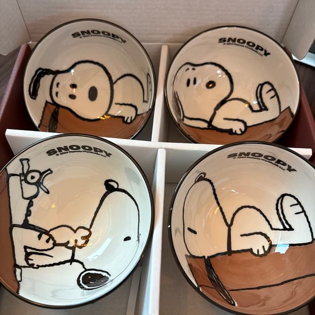 스누피 세라믹 공기밥 4p