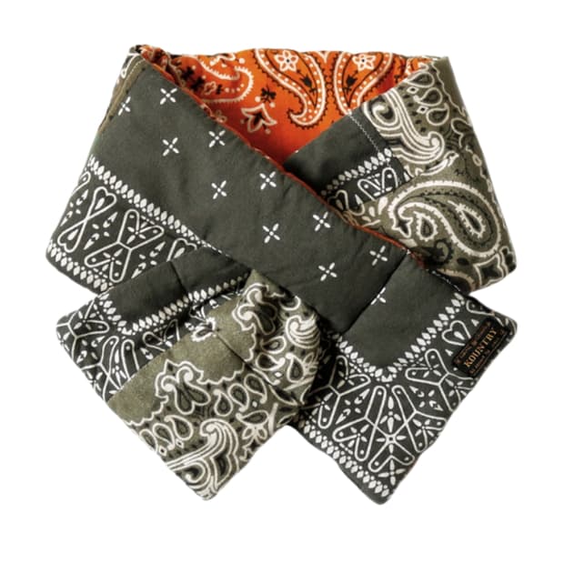 캐피탈 플란넬 반다나 패턴 리버시블 케사 머플러 카키 오렌지