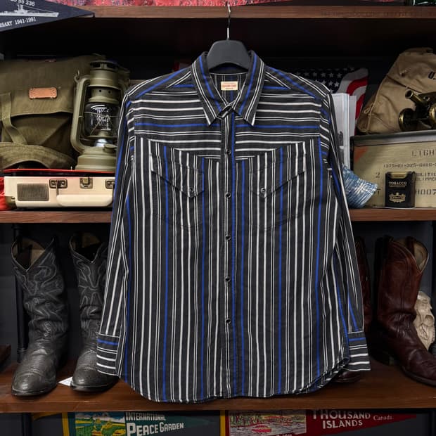 슈가 케인 펄 스냅 스트라이프 패턴 카우보이 웨스턴 셔츠 N128