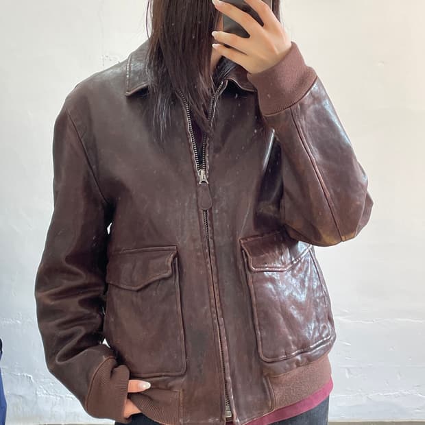 J.CREW 스톡턴 레이서 가죽 자켓 M