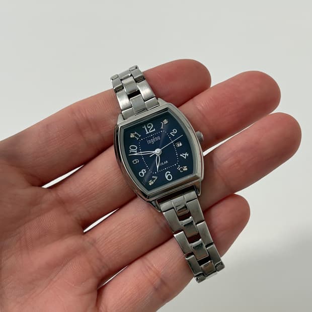 90s ingenu blue dial solar ladies quartz