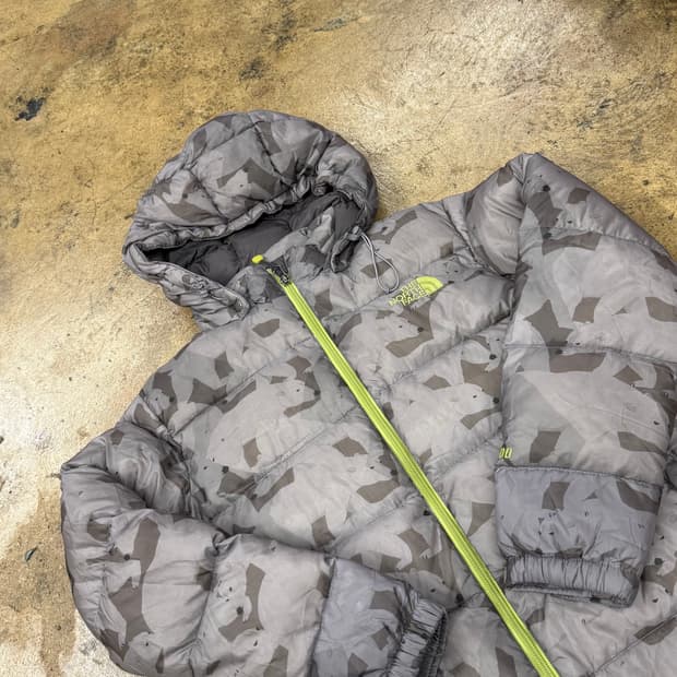 노스페이스 카모 밀리터리 그레이 숏패딩 150