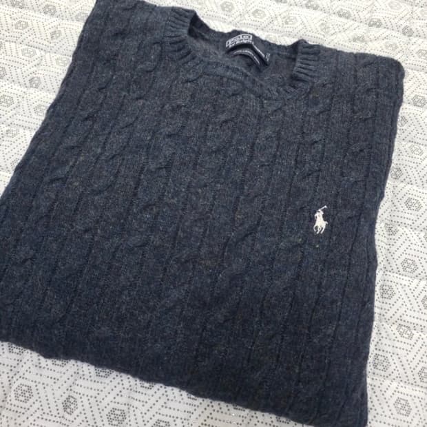 폴로랄프로렌 램스울 케이블 니트 챠콜 100