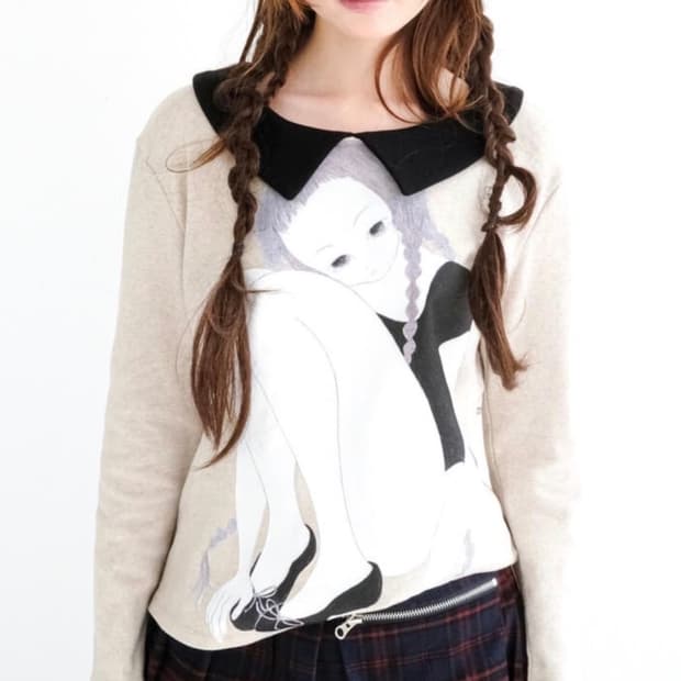 샵페어리 걸카라 페인팅 셔츠girl painting collarshirt