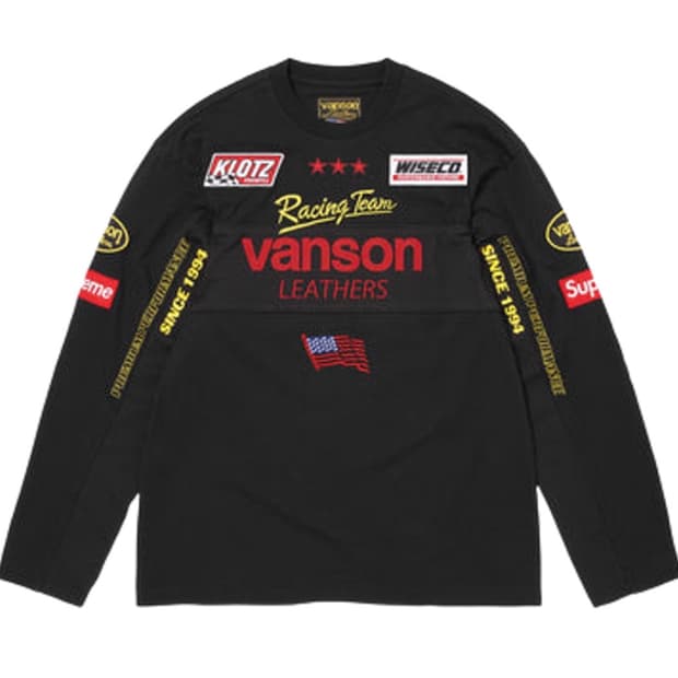 (L) 슈프림 x 밴슨 레더스 롱슬리브 탑 블랙 - 26SS