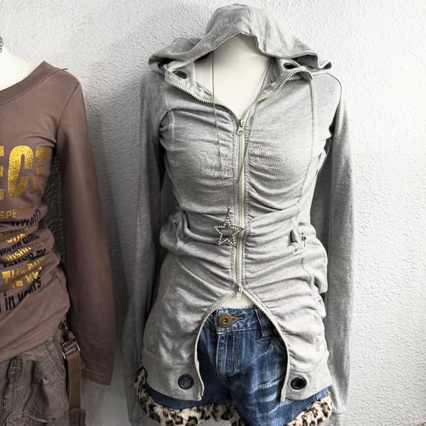 빈티지 후드집업 빈티지 셔링 후드집업 y2k 오네갸루 키치