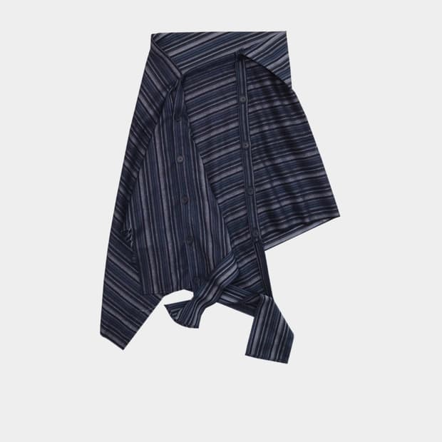 0tape 공테잎 STRIPE BUTTON WRAP SKIRT