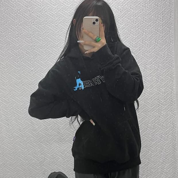 예스아이씨 올드스쿨 프린팅로고 오버핏 후드티 M C08022