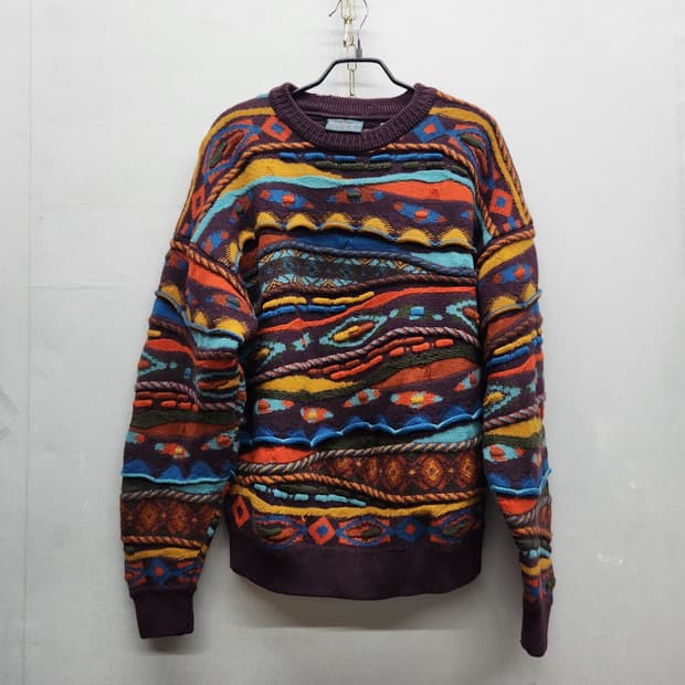 게쿠 퓨어메리노울 빈티지 패턴 니트 L(L)