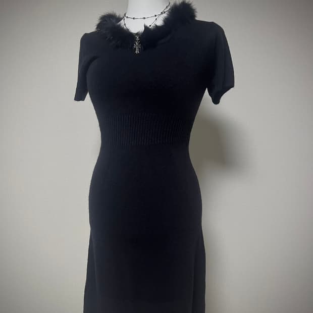 오네갸루 반팔 니트 딱붙원피스 고스 고딕