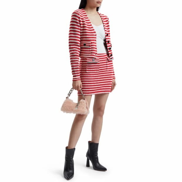 셀프 포트레이트 스트라이프 니트 스커트