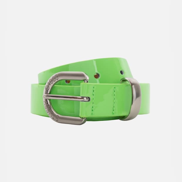 스투시 페이턴트 레더 벨트 그린