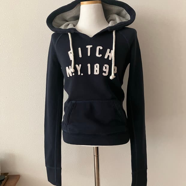 아베크롬비 네이비 로고후드티 딱붙 y2k후드티