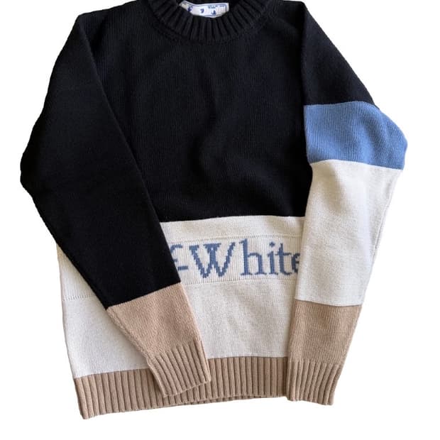 오프화이트 컬러블록 니트