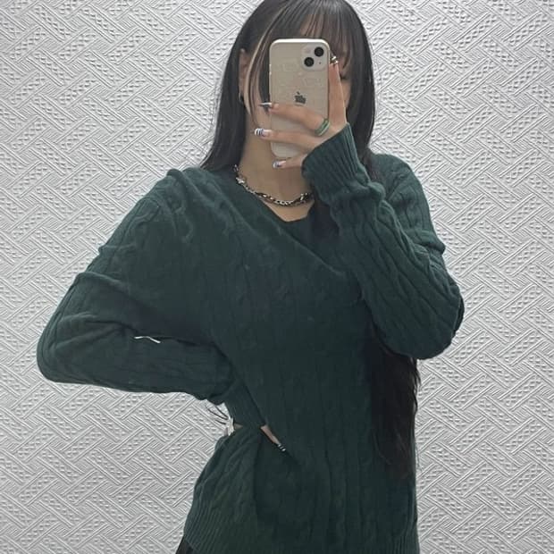 폴로 랄프로렌 빈티지 홀리데이 딥그린 꽈배기 니트 M C07817