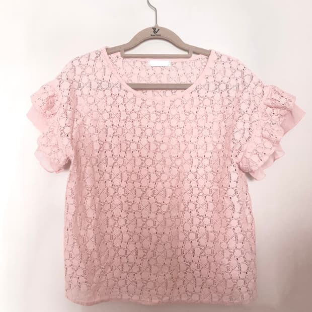 딸기우유 핑크 레이스 공주 반팔 블라우스