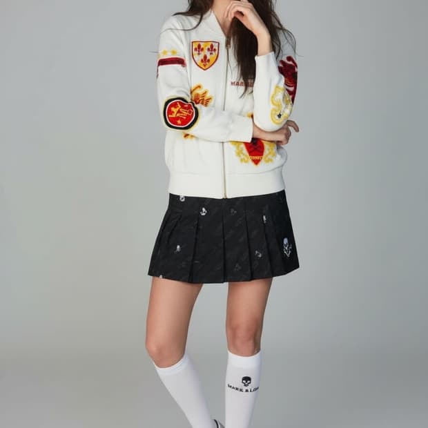 마크앤로나 여성 문양로고 방풍니트집업(S/55)