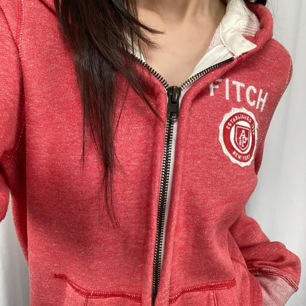 아베크롬비 레드 후드집업