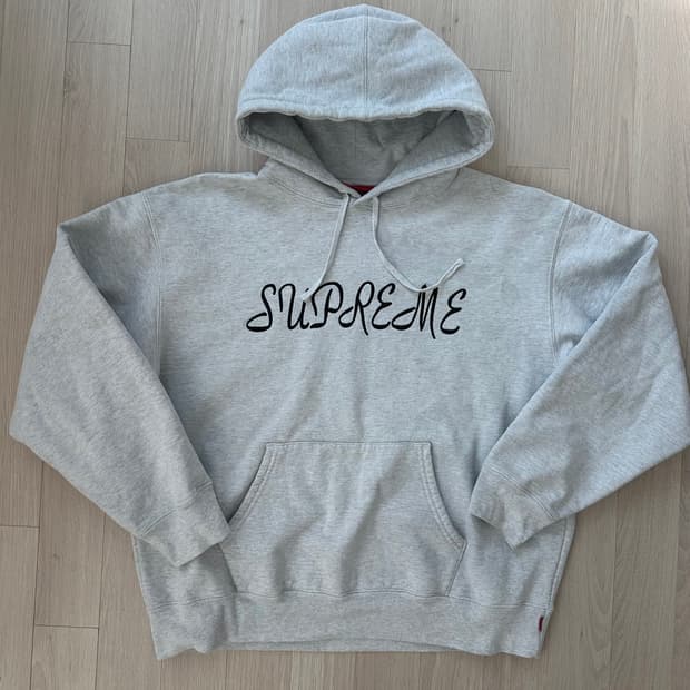 슈프림 스크립트 후드 스웨트셔츠 [애쉬 그레이-L] 23SS