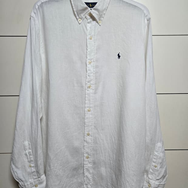 폴로 랄프로렌 신형큐알택 린넨 화이트 셔츠(XL사이즈)