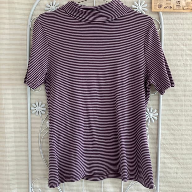 빈티지 퍼플 스트라이프 폴라 반팔 883 y2k 스트릿 모리 갸루 일본빈