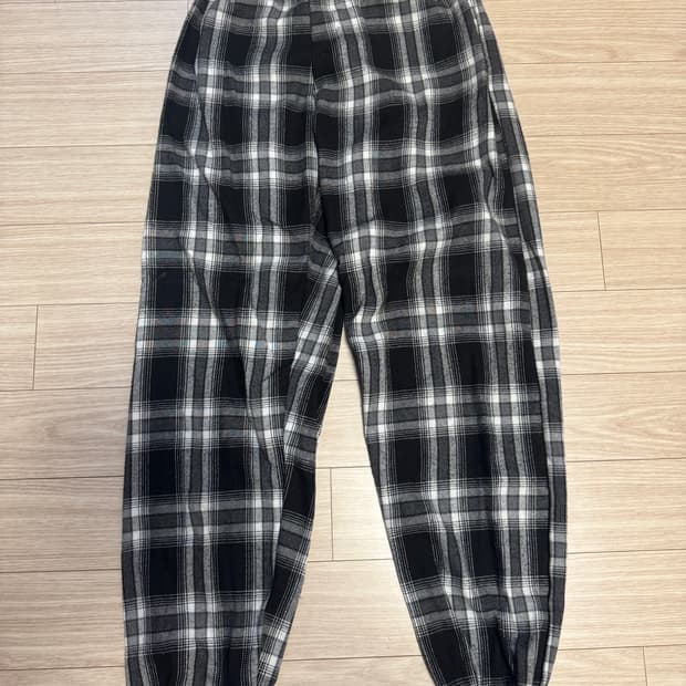여성 파자마 스타일 체크 바지 팬츠 S