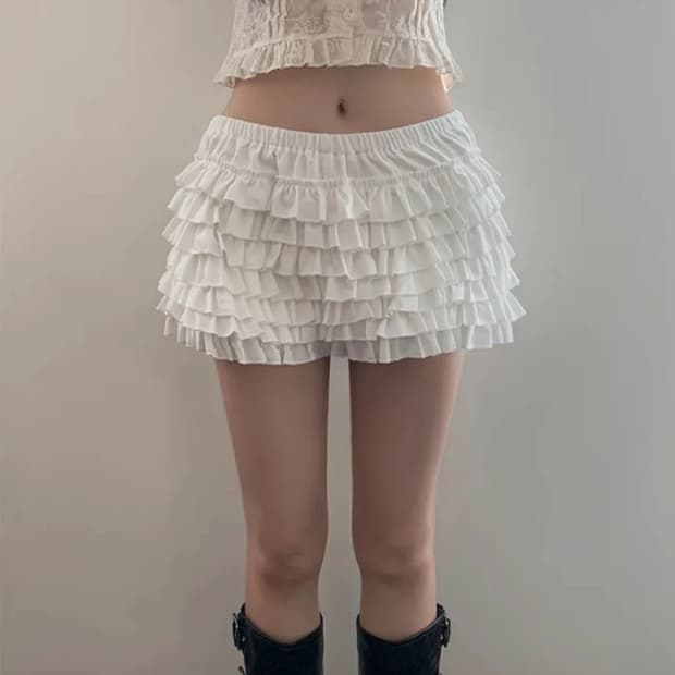 화이트 레이스 브리프 팬츠 