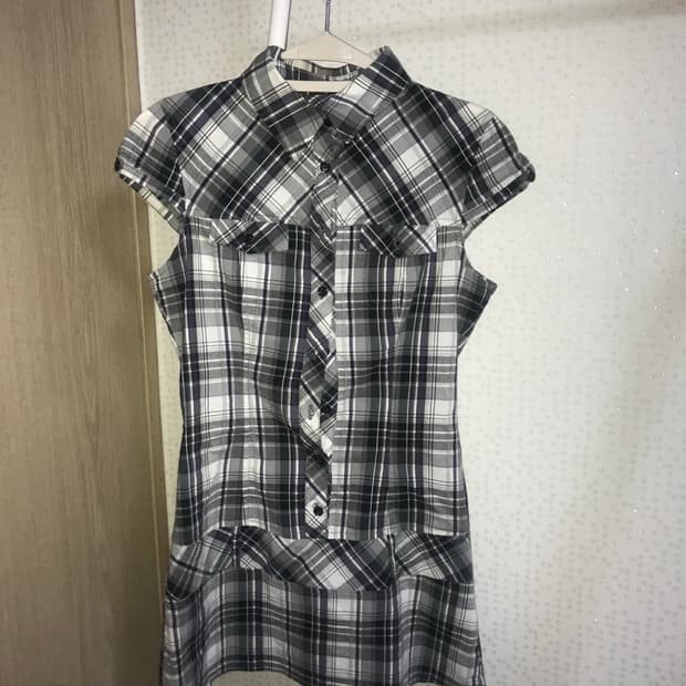 셔츠 원피스 프릴 레이어드 반팔 로걀탑 갸루 y2k 빈티지 긱시크