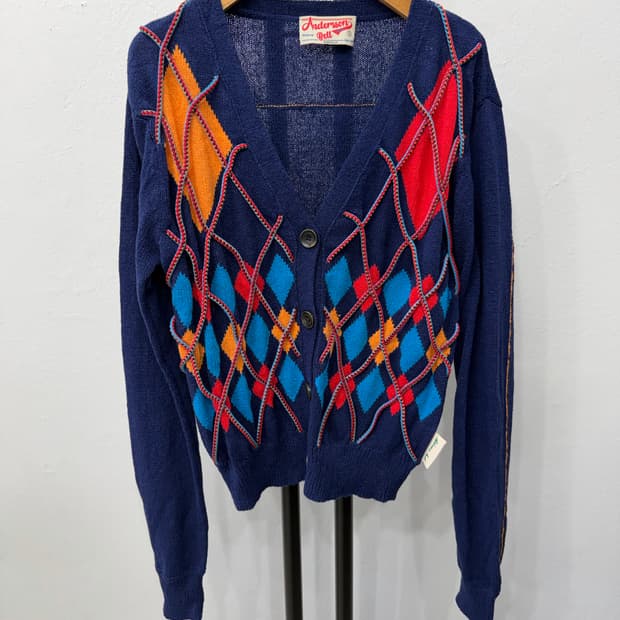 정품) 앤더슨벨 아가일 여성 니트 가디건 S 