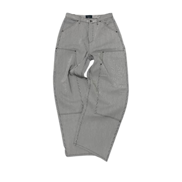 [1] 언더마이카 더블니 워크 팬츠 블랙 스트라이프