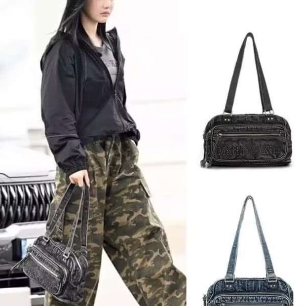 마뗑킴 빈티지 데님 숄더백 2가지 색상